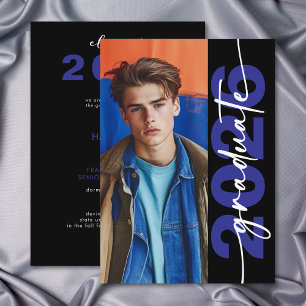 Modern Bold Blue Typography Grad Announcement