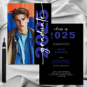 Modern Bold Blue Typography Grad Announcement