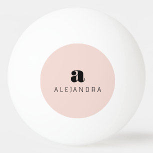 Modern Bold Blush Pink Monogram Name Ping Pong Ball