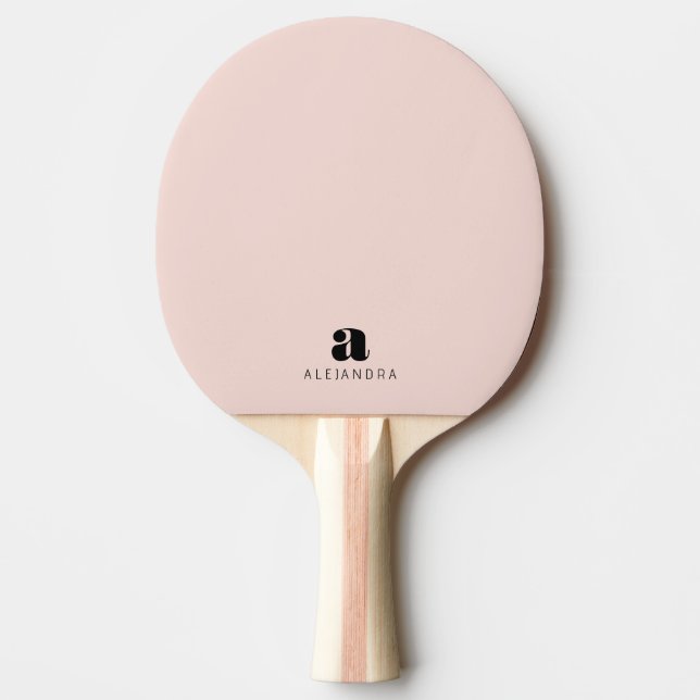 Modern Bold Blush Pink Monogram Name Ping Pong Paddle (Front)