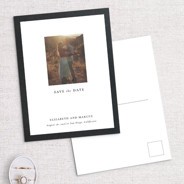 Modern Bold Border Gallery Frame Save the Date Postcard (Creator Uploaded)