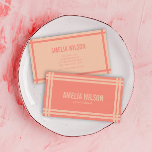 Modern Bold Bordered Coral and Peach Business Card