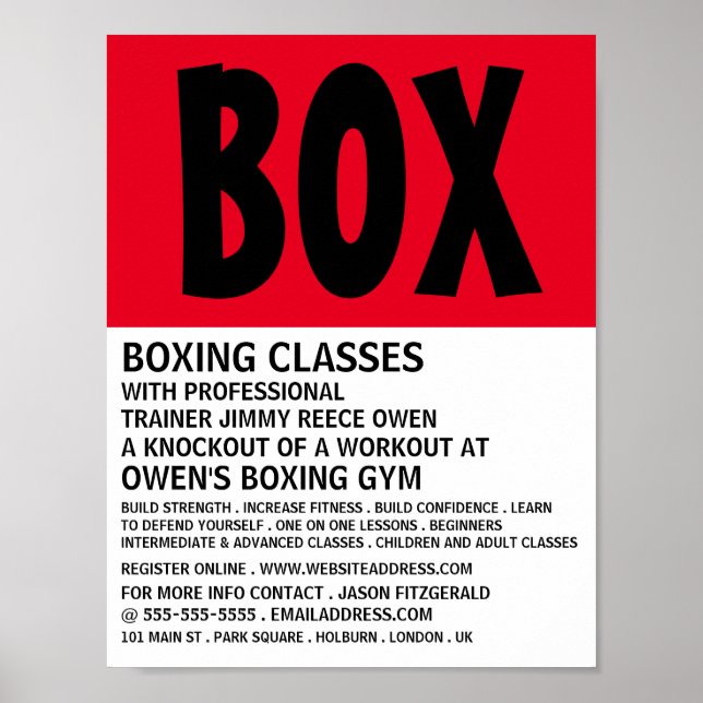 Modern Bold, Boxing Class Advert Poster (Front)