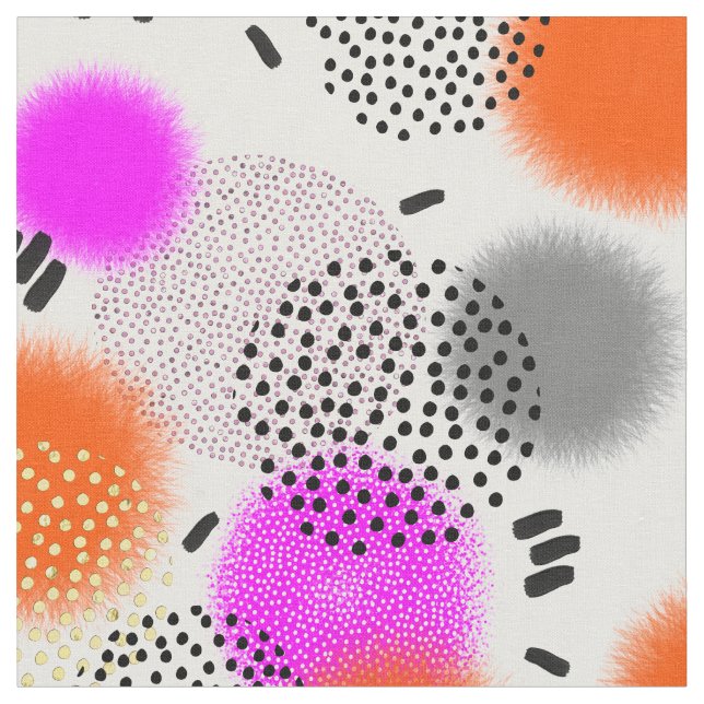 Modern Bold Bright Artsy Abstract Pattern Fabric (Close Up)