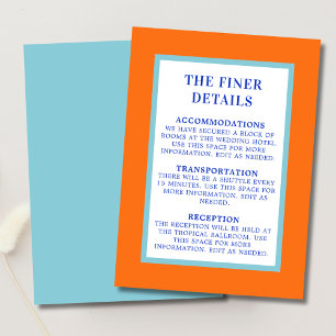 Modern Bold Bright Colourful Custom Wedding Detail Enclosure Card