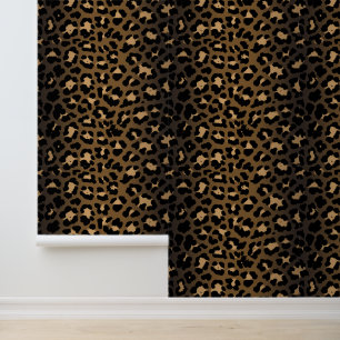 Modern Bold Brown and Cream Leopard Print Wallpaper