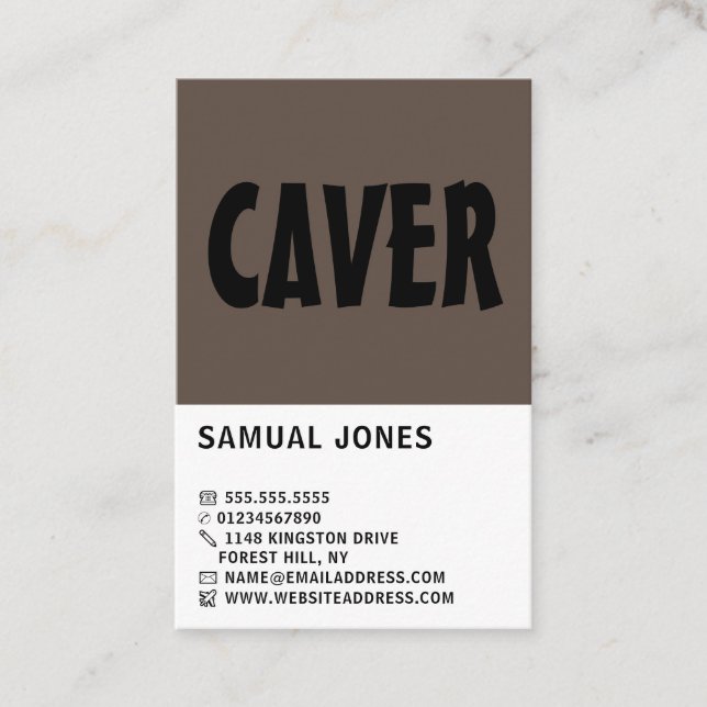 Modern Bold, Cave Explorer, Sportsperson Business Card (Front)
