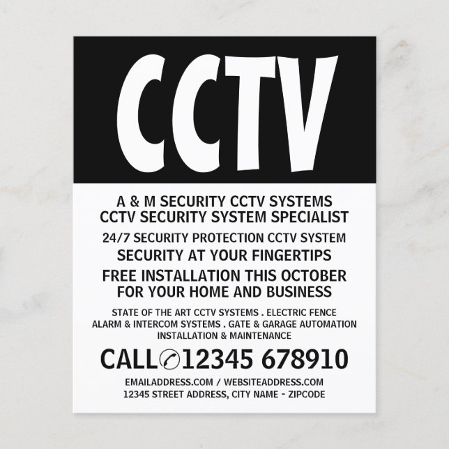 Modern Bold, CCTV Security Advertising Flyer (Front)