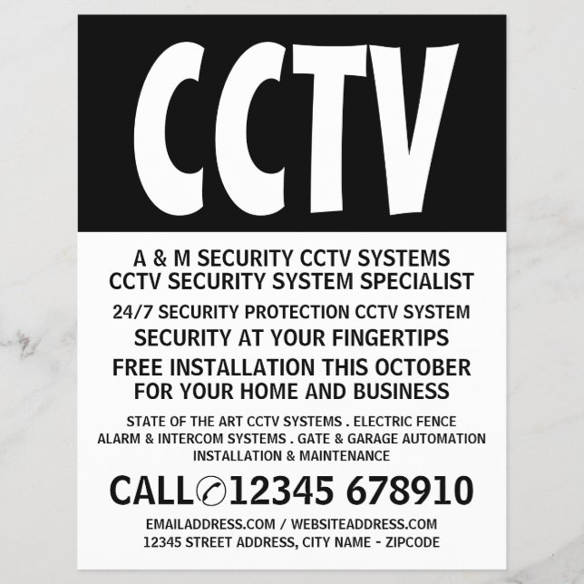 Modern Bold, CCTV Security Advertising Flyer (Front)