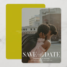 Modern Bold Chartreuse Photo Wedding Save Date