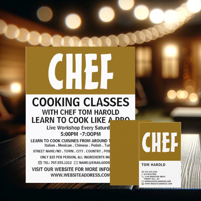 Modern Bold, Chef, Cooking Business Card (Creator Uploaded)