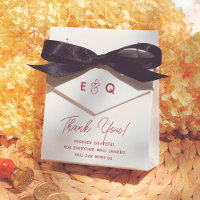 Modern Bold Cherry Red Retro Wedding Thank You