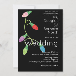 Modern Bold Christmas Lights Holiday Wedding Announcement