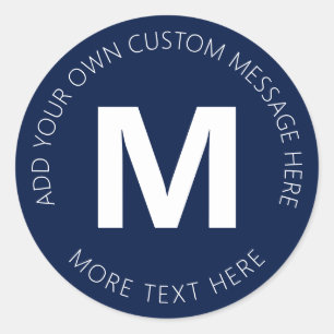 Modern Bold Circular Text Template Navy Blue Classic Round Sticker
