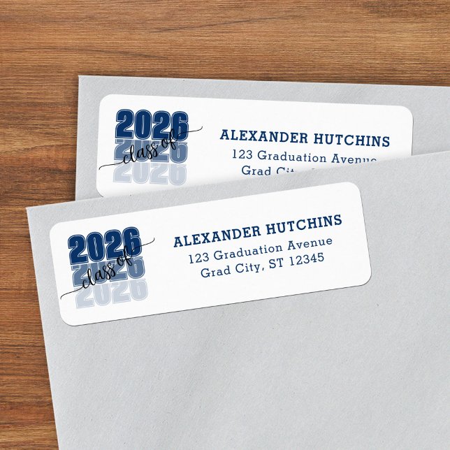 Modern Bold Class 2026 Blue Grad Return Address (Creator Uploaded)