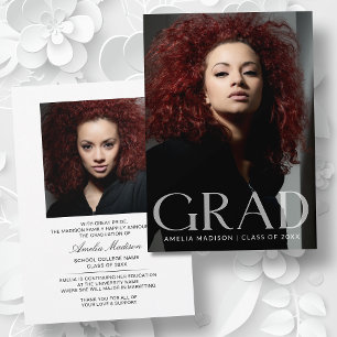 Modern Bold Classy Transparent Text Grad 2 Photo Announcement