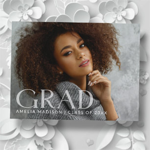 Modern Bold Classy Transparent Text Grad Photo Postcard