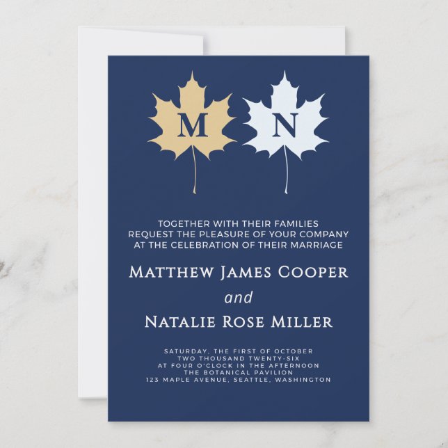 Modern Bold Cobalt Blue Gold Perfect Match Crest Invitation (Front)
