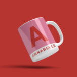 Modern bold colorblock pink personalised name coff coffee mug<br><div class="desc">Modern bold colorblock girly pink and red personalised name. With space for initials and name. Colours can be changed.</div>