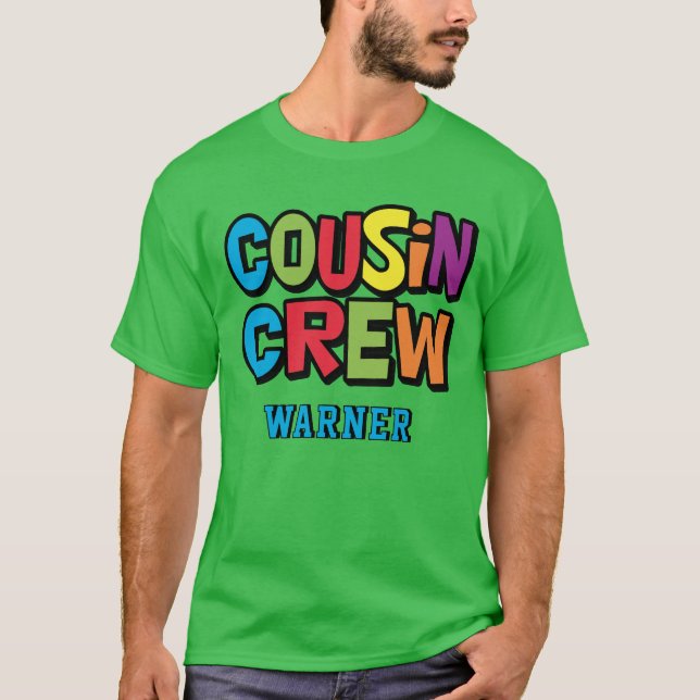 Modern Bold Colorful Cousin Crew Family Reunion T-Shirt (Front)