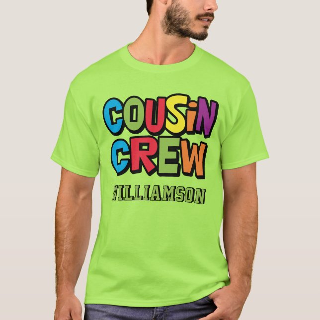 Modern Bold Colorful Cousin Crew Family Reunion T-Shirt (Front)