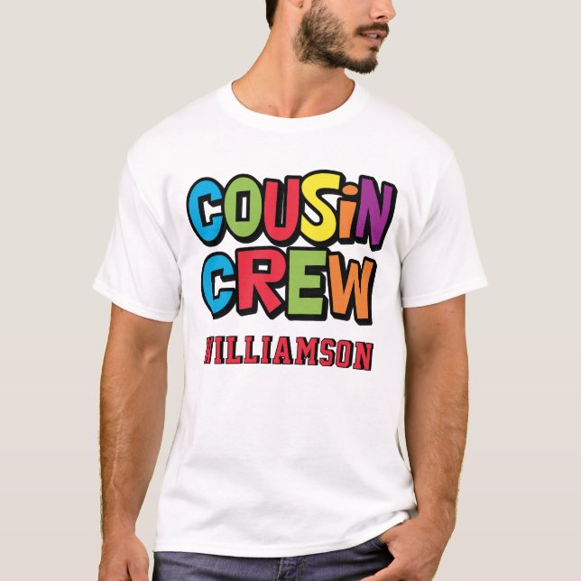 Modern Bold Colorful Cousin Crew Family Reunion T-Shirt (Front)