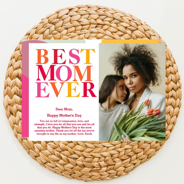 Modern Bold Colourful Best Mum Ever Mother's Day Card (Creator Uploaded)