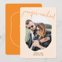 Modern Bold Colourful Orange Script Photo Wedding