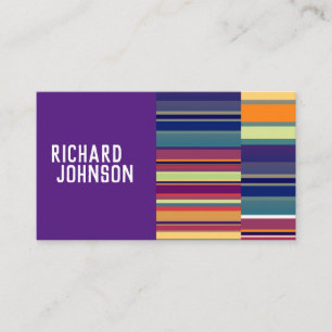 modern bold colourful stripes on purple custom business card