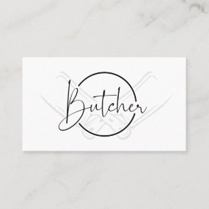 Modern Bold Country Black & White Butcher Logo Business Card