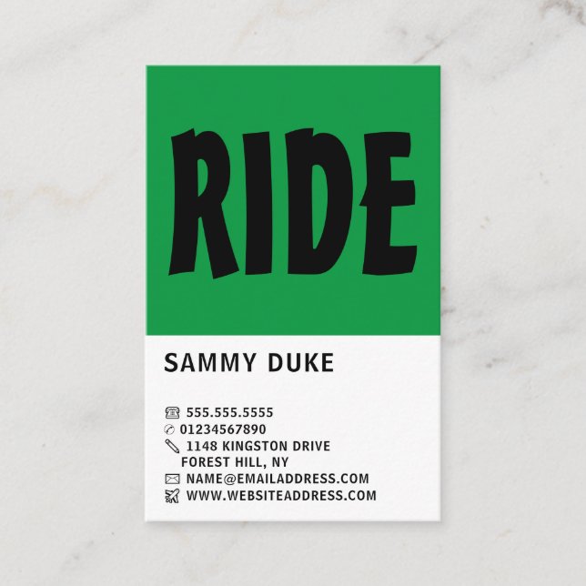 Modern Bold, Cycling, Bicyclist Business Card (Front)