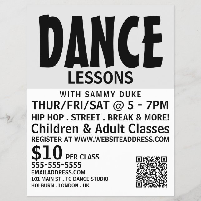 Modern Bold, Dance Lesson Advertising Flyer (Front)