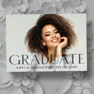 Modern Bold Dark Transparent Text Chic Grad Photo Announcement