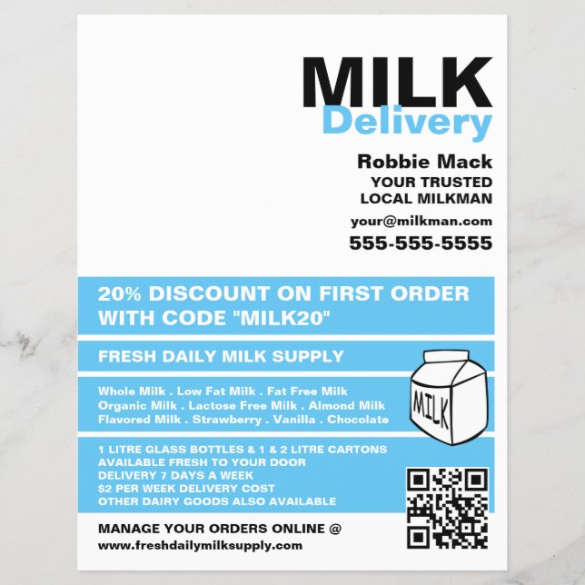 Modern & Bold Design, Milkman/Woman Delivery Flyer (Front)