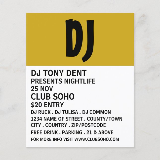 Modern Bold, DJ, Club Event Advertising Flyer (Front)