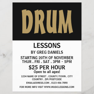 Modern Bold, Drum Lessons Advertising Flyer