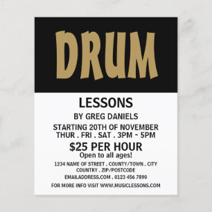 Modern Bold, Drum Lessons Advertising Flyer