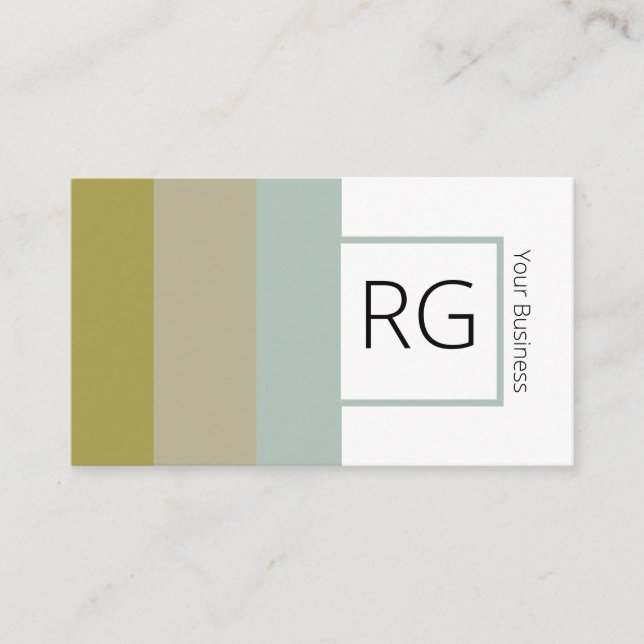Modern Bold Earthy Tones Monogrammed Personalised Business Card (Front)