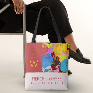 Modern Bold Elegant Abstract Art Monogram  Tote Bag