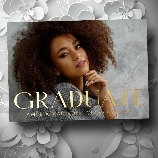 Modern Bold Elegant Grad Photo Announcement Card (Creator Uploaded)