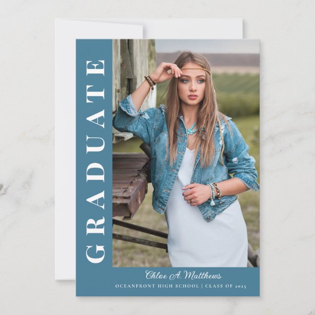 Modern Bold Elegant Three Photo Graduation  Invitation (Front)