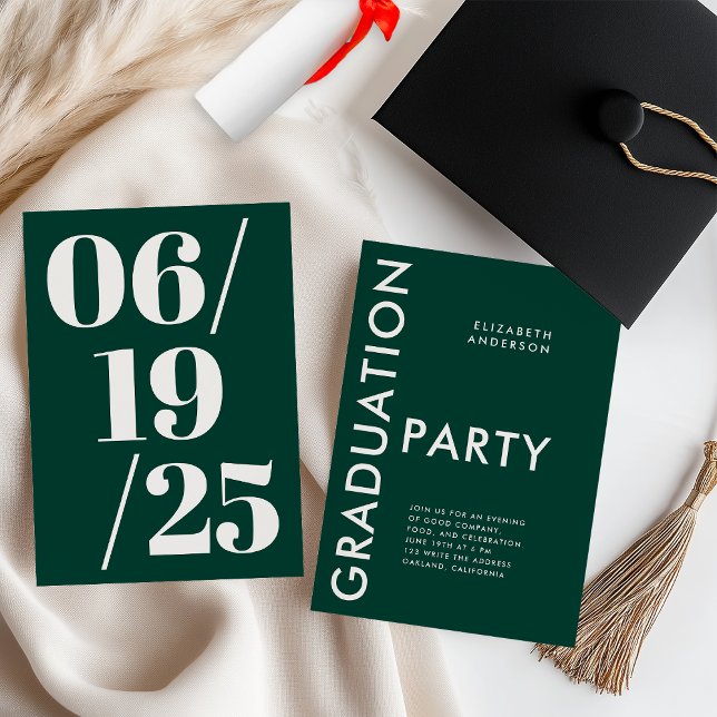 Modern Bold Emerald Green Graduation Party Invitation (Creator Uploaded)