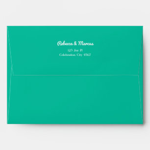 Modern Bold Emerald Mint Green Retro Vibes Wedding Envelope