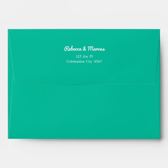 Modern Bold Emerald Mint Green Retro Vibes Wedding Envelope (Back (Top Flap))