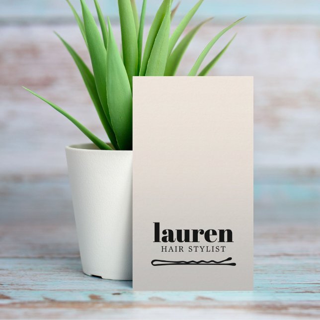 Modern Bold Faux Silver Black Bold Bobby Pin Hair Business Card (Creator Uploaded)