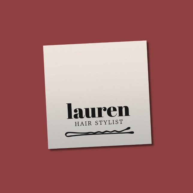 Modern Bold Faux Silver Black Bold Bobby Pin Hair Square Business Card (Creator Uploaded)