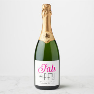 Modern Bold Fifty & Fabulous 50th Birthday Party Sparkling Wine Label