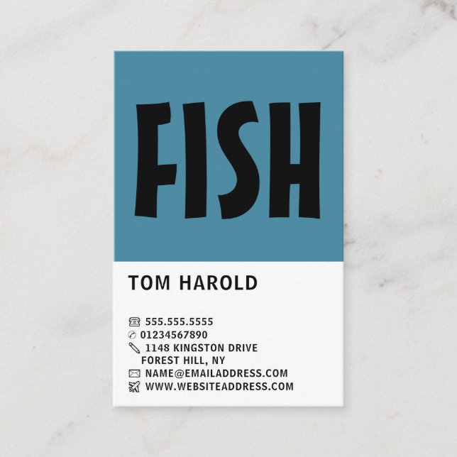 Modern Bold, Fishmonger/Wife, Fish Market Business Card (Front)