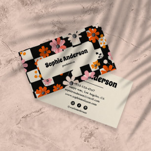 Modern Bold Floral Checkered Business Card