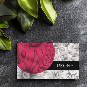 Modern Bold Florist black white pink Floral Beauty Business Card